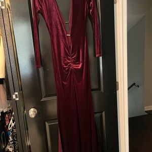 Burgundy velvet gown